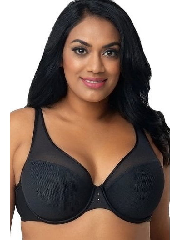 Women's Plus Size Diamond Net Plunge Bra, Black, 36DD