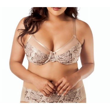 Curvy Couture Pearl Lotus Embroidered Underwire Bra