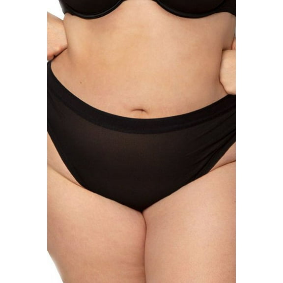 Curvy Couture Sheer Mesh High Cut Thong 1312