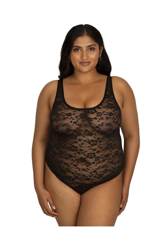 Women's Plus Size No Show Lace Bodysuit