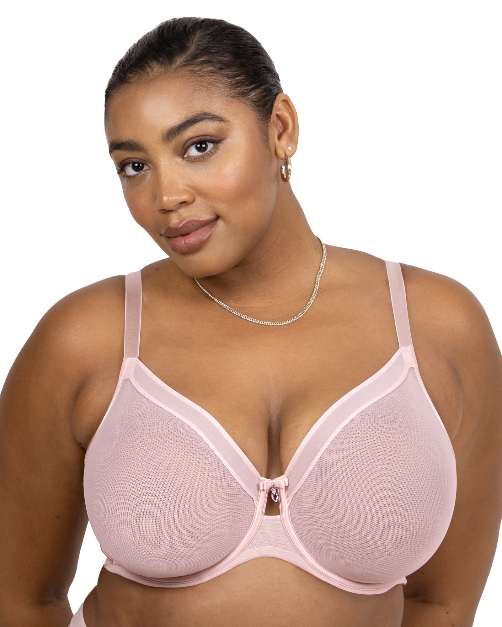 Curvy Couture Women's Plus Size Sheer Mesh Full Coverage Unlined Underwire Bra