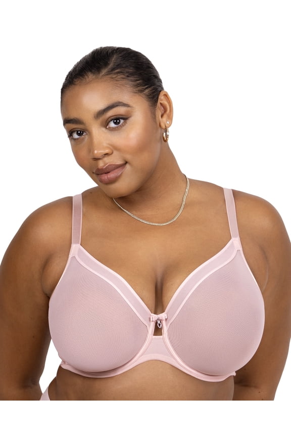 Women's Plus Size Sheer Mesh Full Coverage Unlined Underwire Bra