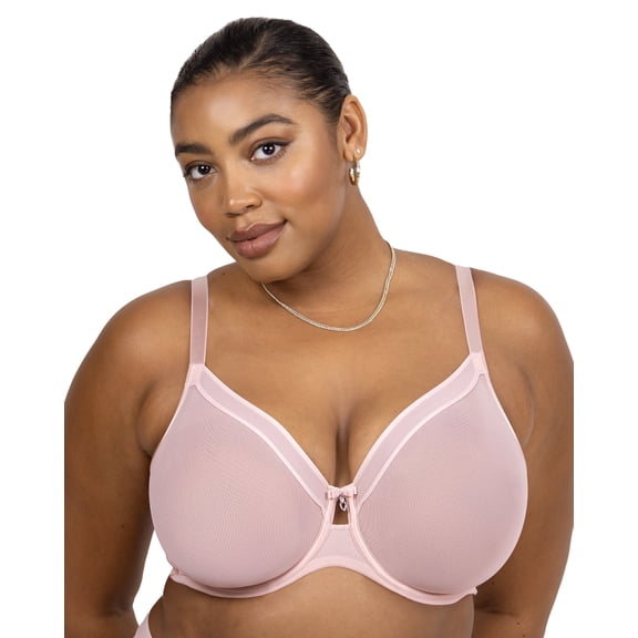 Curvy Couture Women's Plus Size Sheer Mesh Full Coverage Unlined Underwire Bra