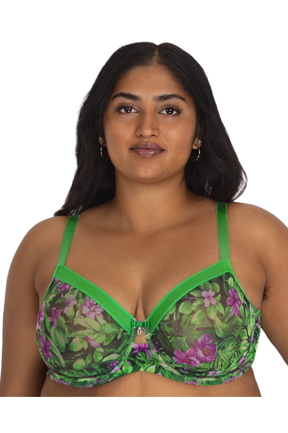 Women's Plus Size Sheer Mesh Full Coverage Unlined Underwire Bra