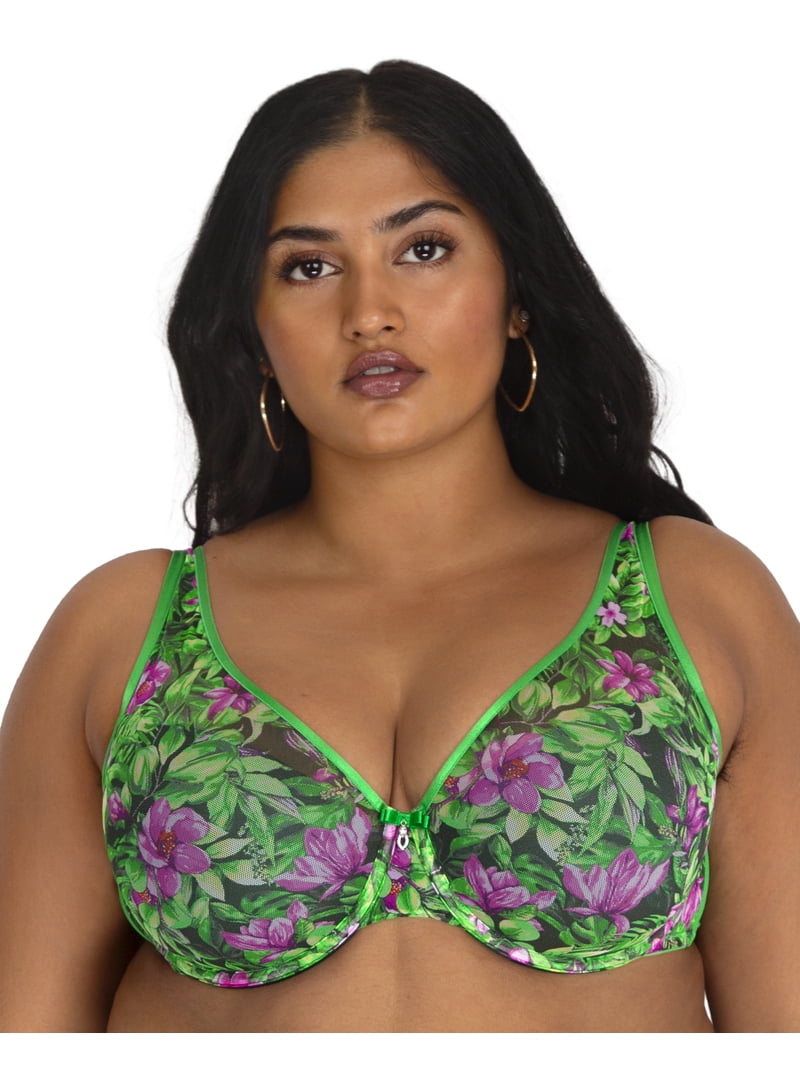 Curvy Couture Women's Plus Size Sheer Mesh Plunge T-shirt Bra