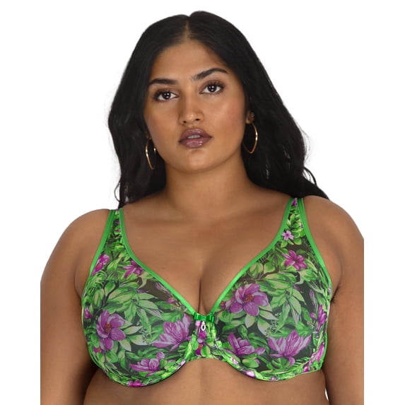Curvy Couture Women's Plus Size Sheer Mesh Plunge T-shirt Bra