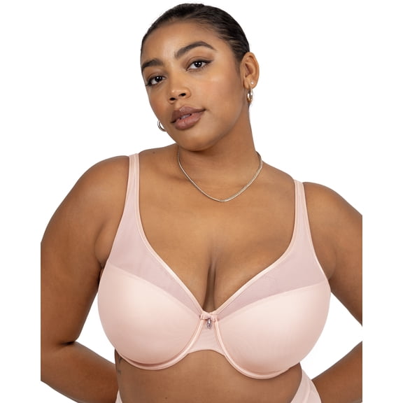Curvy Couture Women's Sheer Mesh Plunge T-shirt Bra