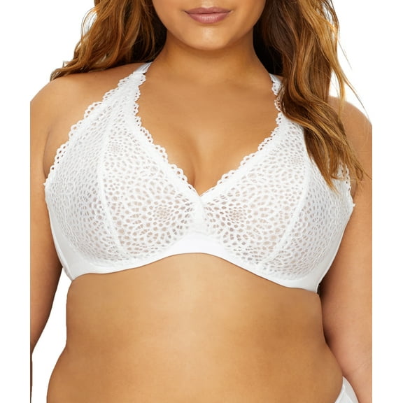 Curvy Couture Womens Crochet Lace Racerback Bra Style-1280