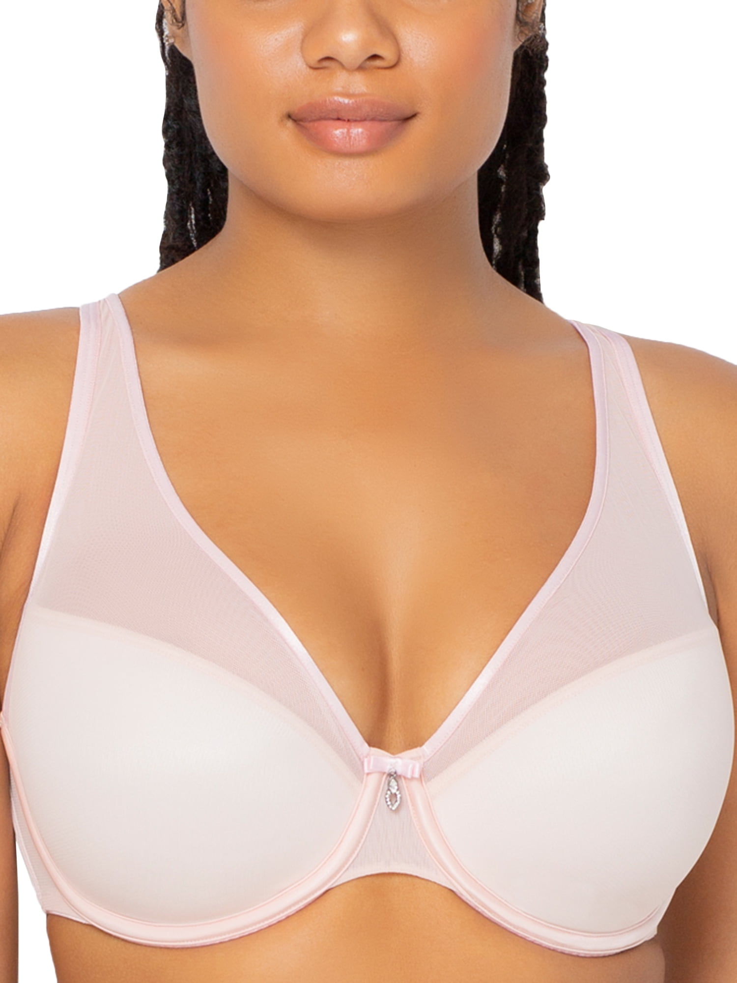 Curvy Couture Women's Sheer Mesh Full Coverage Unlined Underwire Bra Retro  Roses 46G