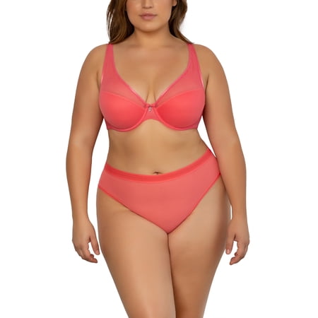 Curvy Couture Womens Sheer Mesh T-Shirt Bra Style-1310