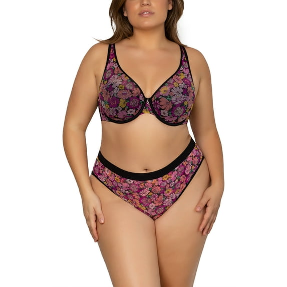 Curvy Couture Womens Sheer Mesh T-Shirt Bra Style-1310