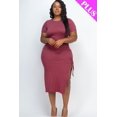 thumbnail image 1 of Curvy Drawstring Ruched Side Split Midi Dress, 1 of 10