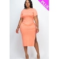 thumbnail image 1 of Curvy Drawstring Ruched Side Split Midi Dress, 1 of 10