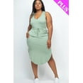 thumbnail image 1 of Curvy Drawstring Sleeveless Midi Dress, 1 of 9