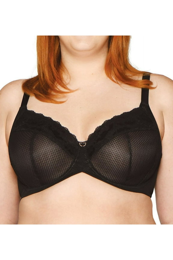 BLACK Delightfull Side Support Full Coverage Bra, US 46G, UK 46F