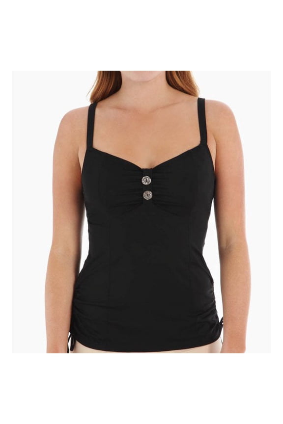 BLACK Luau Love Tankini Swim Top, US 32D, UK 32D