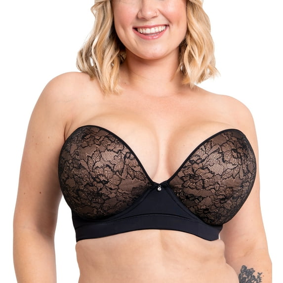 Curvy Kate Hey Girls SuperPlunge Strapless Bra (CK071108),32FF,Black/Latte