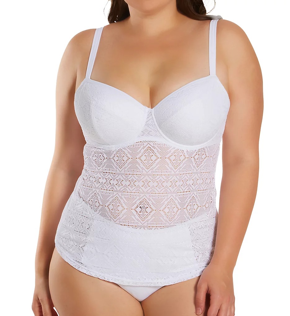 Curvy Kate Rush Padded Balcony Tankini – Boho Crochet Detail, Multiway Straps