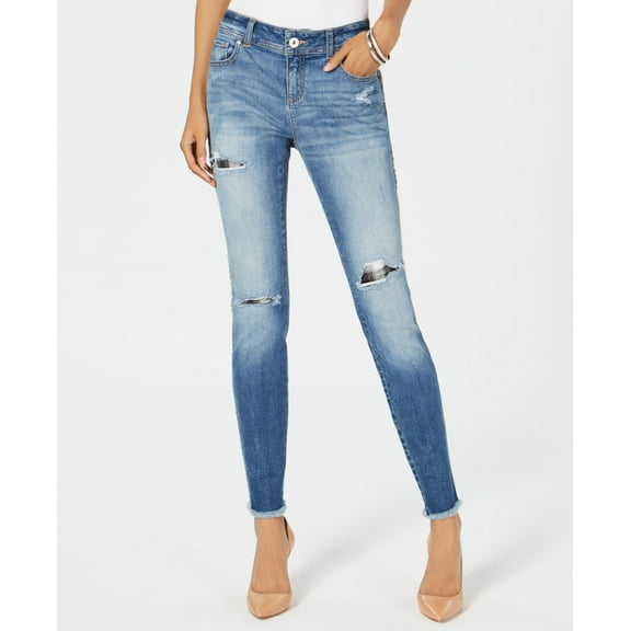 Curvy Ripped Repaired Skinny Jeans Bald Eagle Wash 8