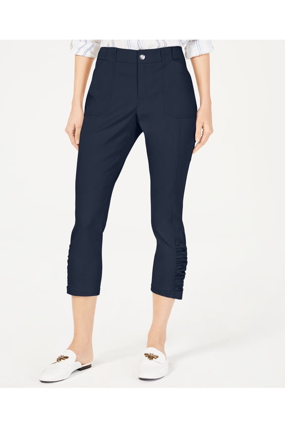 Curvy Ruched Hem Cropped Pants Deep Twilight 18