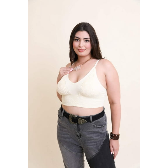 Curvy Seamless Padded Textured Brami Plus