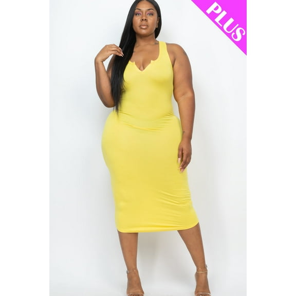 Curvy Split Neck Tank Midi Dress