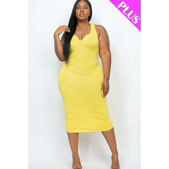 Curvy Split Neck Tank Midi Dress