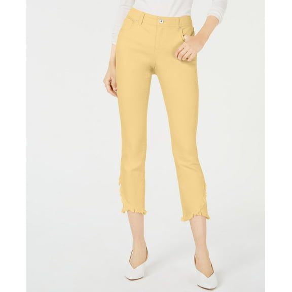 Curvy Tulip Hem Skinny Ankle Jeans Light Lemon 14