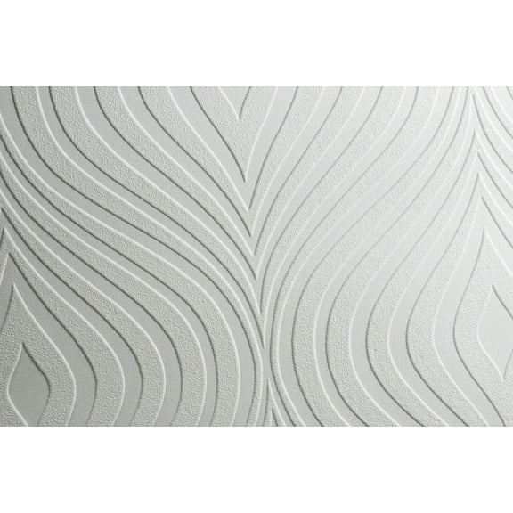 Curvy White Paintable Wallpaper