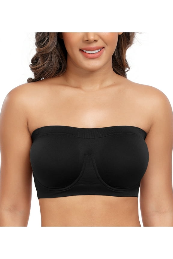Strapless Bras for Women Underwire Non-Slip Bandeau Seamless Comfy Bra
