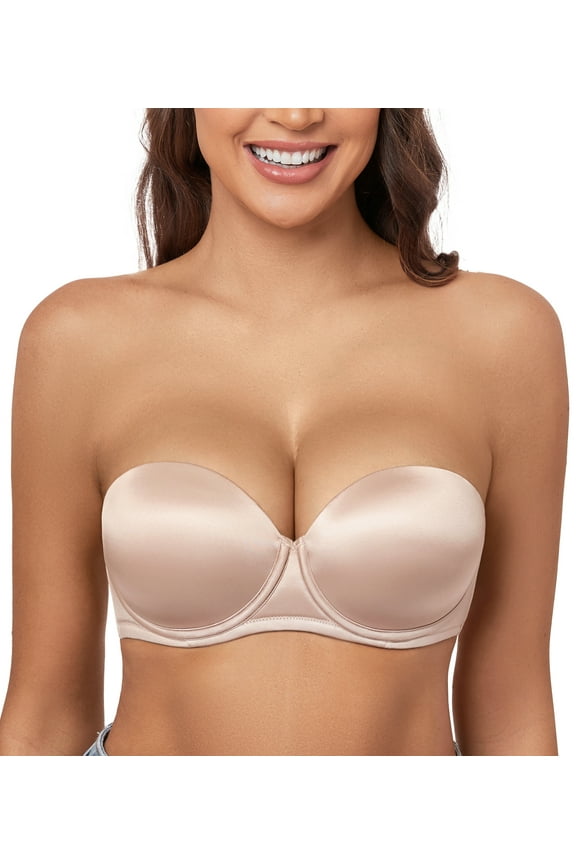 Women's Thick Padded Push Up Strapless Bra Underwire Convertible,34D