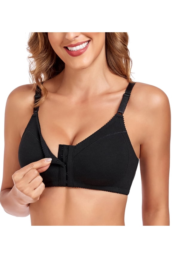 Women's Comfort Cotton Wireless Lift Non Padded Front Closure Bras,38B