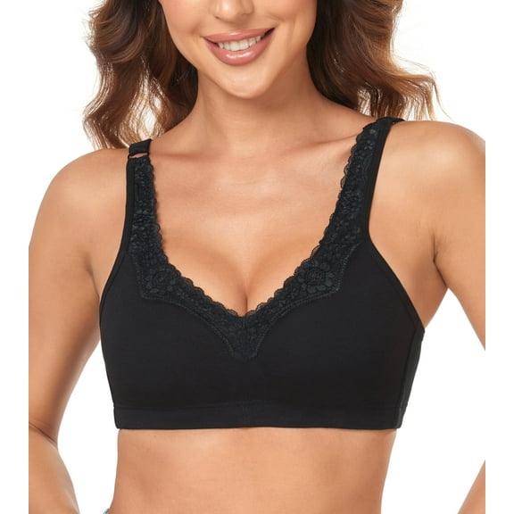 Curyon Women's Comfort Cotton Wireless Lift Non Padded Plus Size Bras,48B