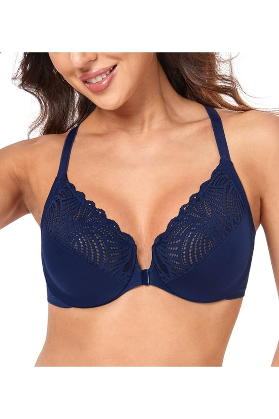 Racerback Front Close Bra Women's Underwire Unpadded Plus Size Bras,34DD
