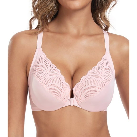 Curyon Racerback Front Close Bra Women's Underwire Unpadded Plus Size Bras,42C