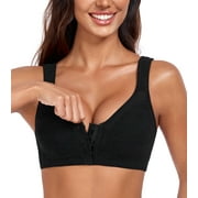 Curyon Women's Front Closure Full Coverage Back Support Non Padded Wireless Plus Size Bra,38D