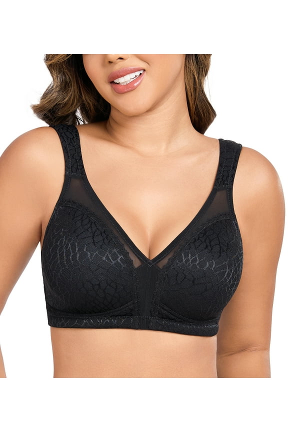 Women's Minimizer Bra Comfort Non Padded Wireless Full Figure Plus Size Bras,34DD