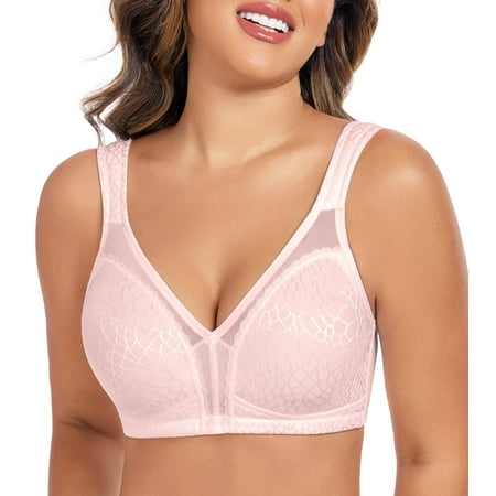 Curyon Women's Minimizer Bra Comfort Non Padded Wireless Full Figure Plus Size Bras,36B