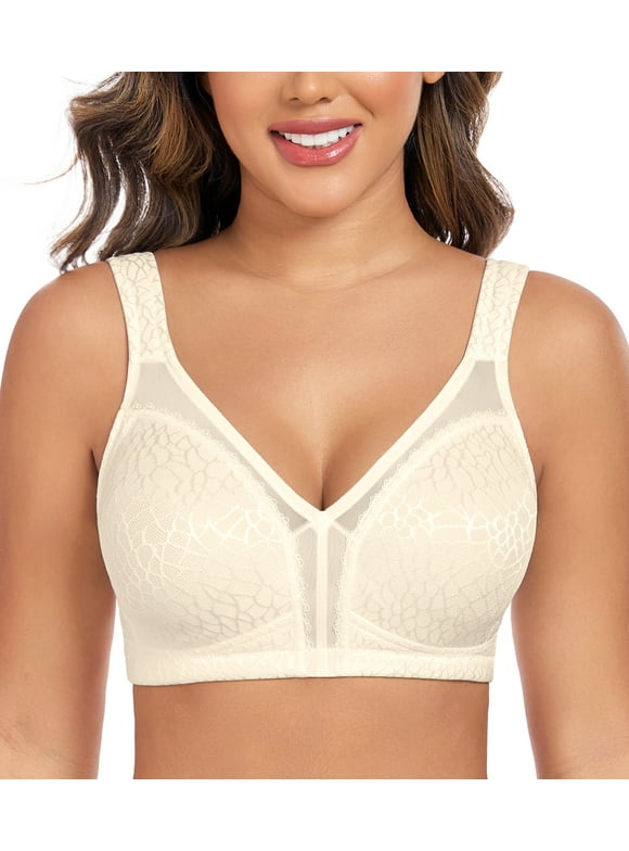 Women's Minimizer Bra Comfort Non Padded Wireless Full Figure Plus Size Bras,36B