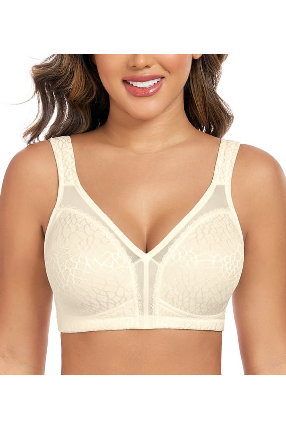 Women's Minimizer Bra Comfort Non Padded Wireless Full Figure Plus Size Bras,36B