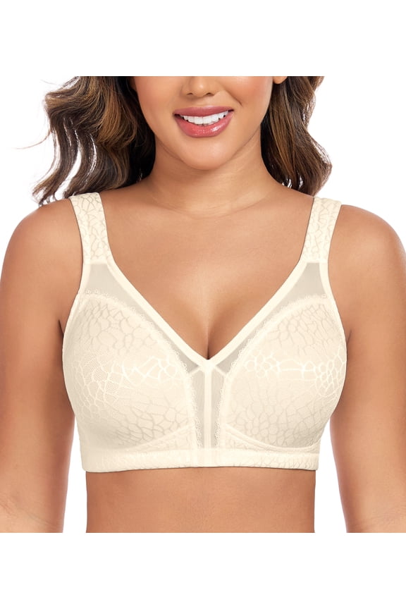 Women's Minimizer Bra Comfort Non Padded Wireless Full Figure Plus Size Bras,40C