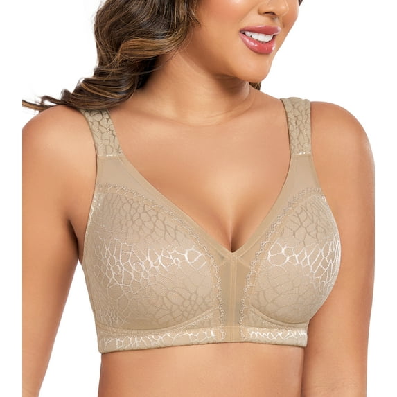 Curyon Women's Minimizer Bra Comfort Non Padded Wireless Full Figure Plus Size Bras,40D