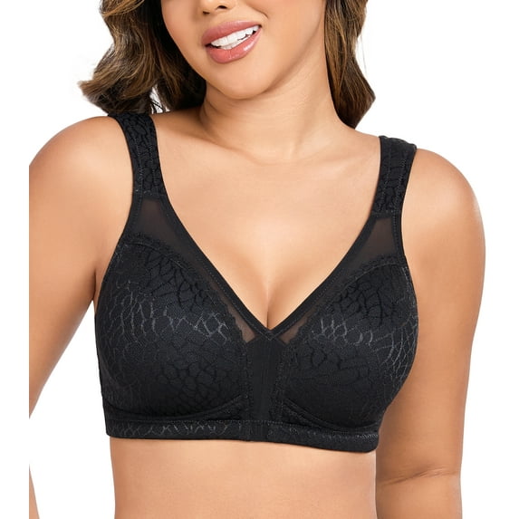Curyon Women's Minimizer Bra Comfort Non Padded Wireless Full Figure Plus Size Bras,42D
