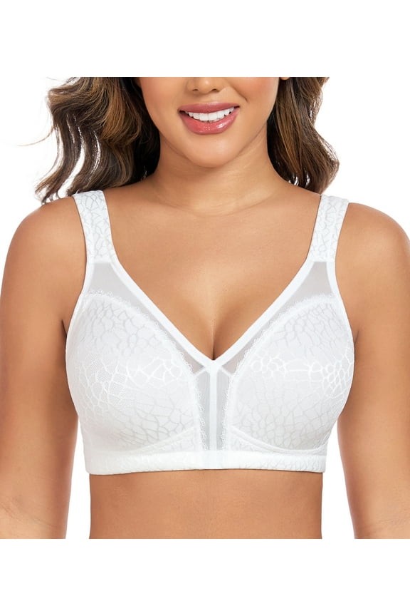 Women's Minimizer Bra Comfort Non Padded Wireless Full Figure Plus Size Bras,44DD