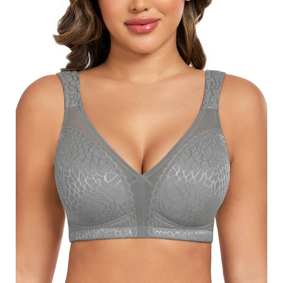 Curyon Women's Minimizer Bra Comfort Non Padded Wireless Full Figure Plus Size Bras,48C