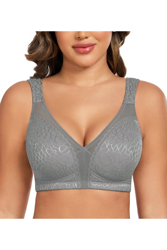 Women's Minimizer Bra Comfort Non Padded Wireless Full Figure Plus Size Bras,48DD