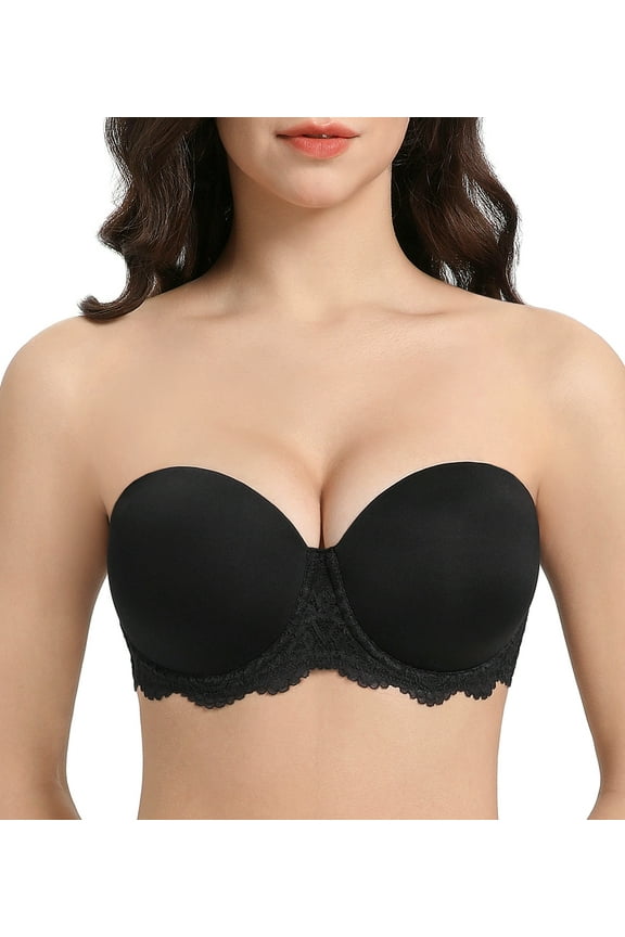 Women's Strapless Bra Underwire Lace Convertible Multiway Plus Size Bras,42DDD