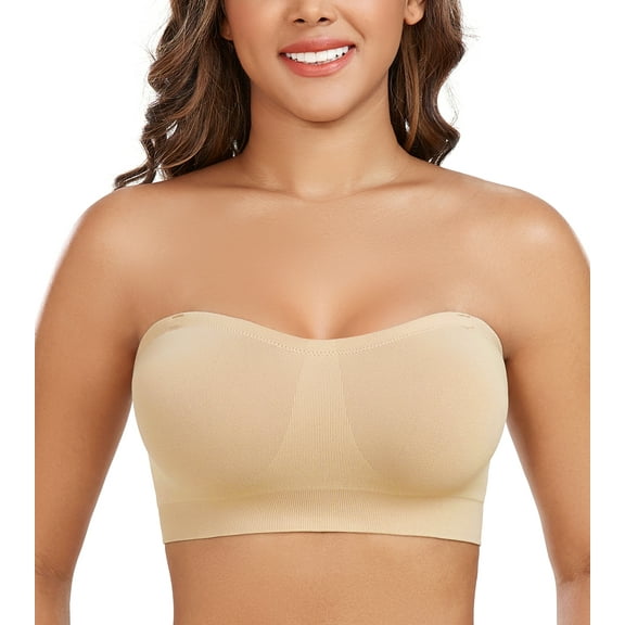 Curyon Women's Strapless Bras Wirefree Non-Slip Multiway Seamless Padded Bandeau Bra