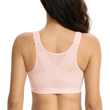 Curyon Womens Front Closure Posture Bra Wireless Comfy Unpadded Full Coverage Bras,36D