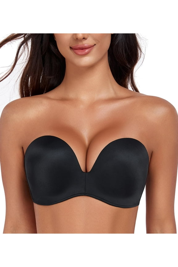 Women's Strapless Bras Wirefree Anti Slip Padded Lift Push Up Bra,36B